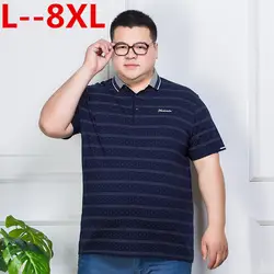 10XL 8XL 6XL 5XL 4XL новые летние мужские футболка-поло в полоску Рубашки для мальчиков 95% хлопок в полоску брендовая одежда мужская одежда короткий