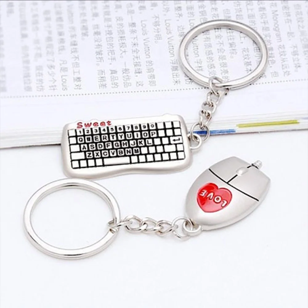2pcs Mouse And keyboard Pendant Keyring Keychain Keyfob Lover Gift Hot