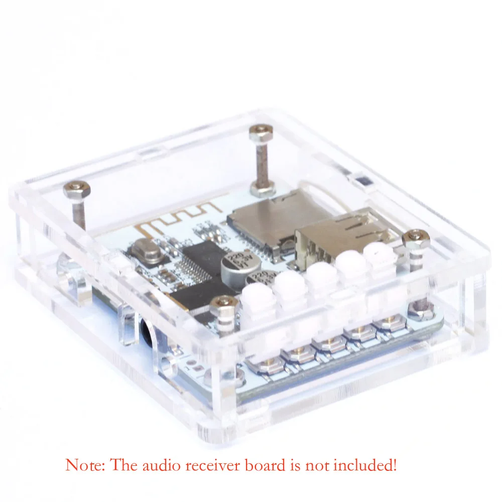 Acrylic DIY Case Cover Shell for USB DC 5V BT 2.1 Audio Receiver Board Wireless Stereo Music Speakers Module with TF Card Slot