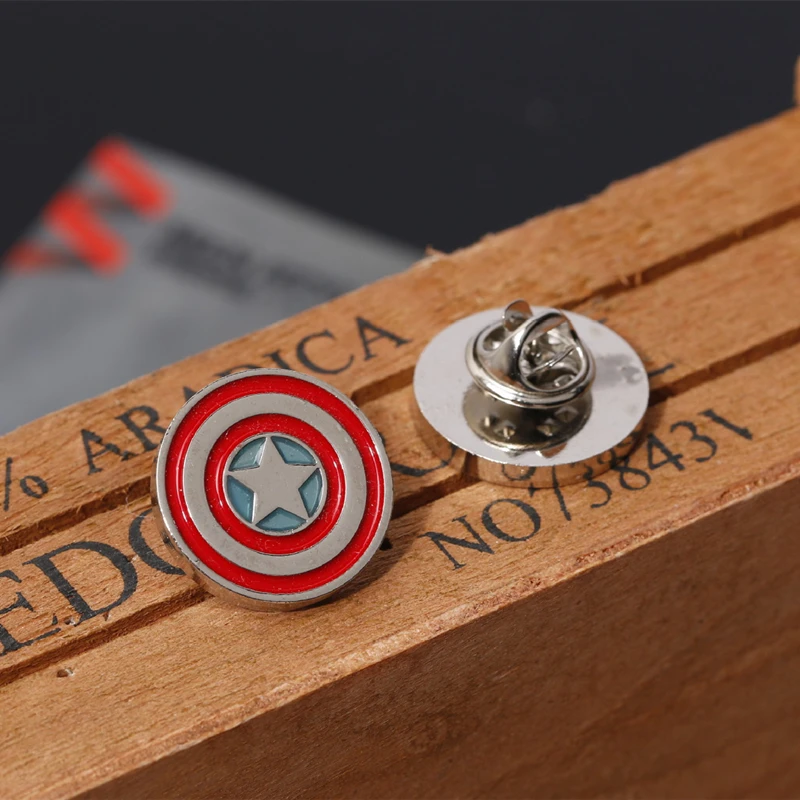 

Captain America Lapel Pin Star Shield Brooch Pins For Gift Shirt Collar Pin Jewelry Movie Accessories Souvenir