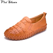 2017 Spring New Hand Made Genuine Leather Women Flats Slip On Loafers Casual Shoes zapatos Chaussure femme