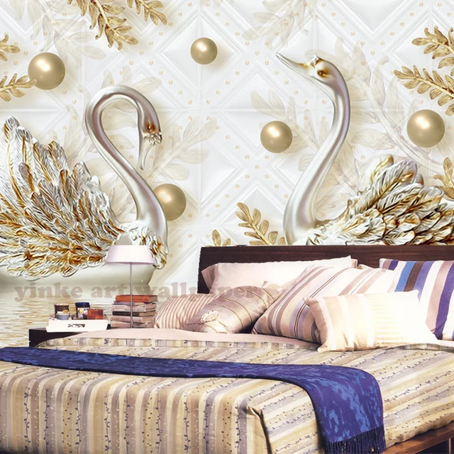 Classic Luxury Platinum Embossed Swan 3d Wallpaper Murals Environment  Friendly Living Room Bedroom Wall Tv Background Wall Paper - Wallpapers -  AliExpress