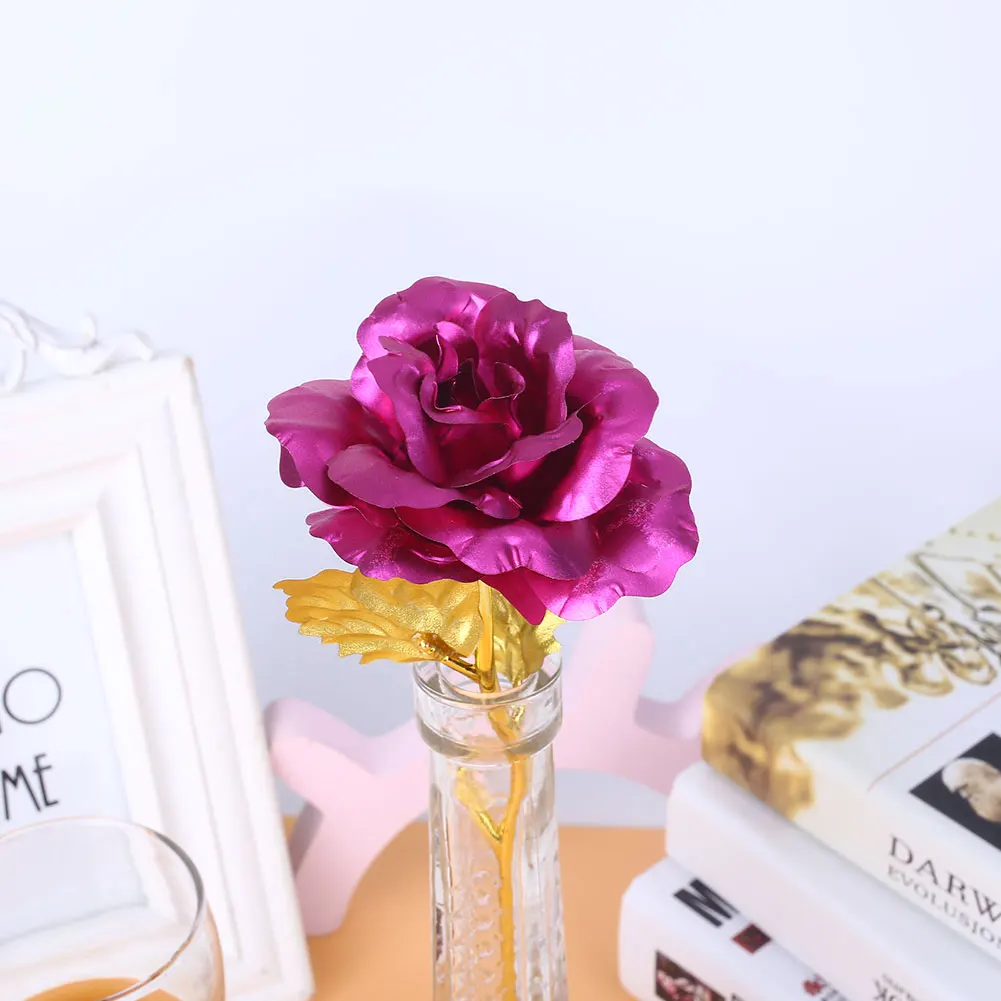 

Floral Gift Artificial Rose 24K Emulational Flower Prop Elegant Gold Foil Decorating Ornament