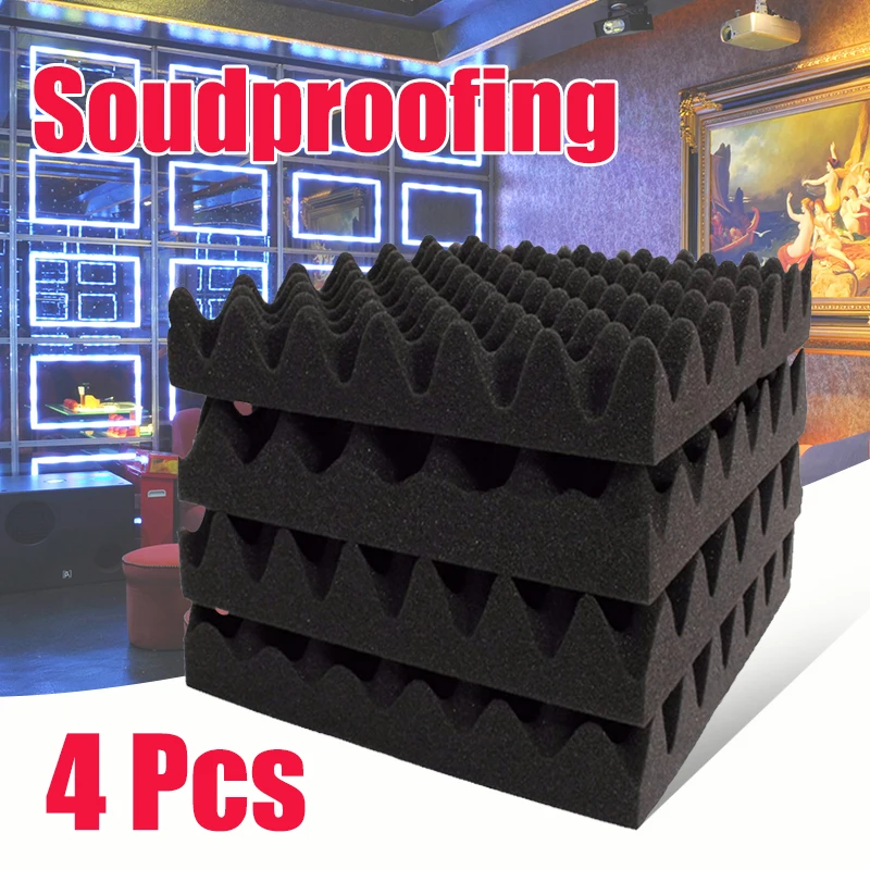 

4PCS 30x30x6cm Acoustic Wedge Foam Studio Acoustical Soundproofing Sponge Sound Treatment Studio Room Black