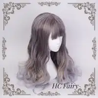 Lolita Sweet Daily Wig Mixed Gray Girl Long Curly Wavy Body Wave Cosplay Baby Doll Princess Crystal Synthetic Hair Adult Women