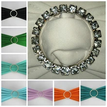 20 цветов s цветные ленты из спандекса на стулья свадебные стул створки с алмазной пряжкой из горного хрусталя лайкры стрейч ленты для свадебных стульев