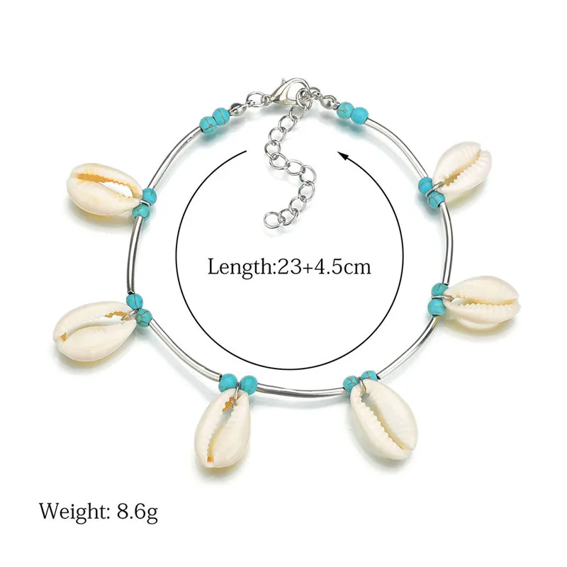 ZN 11 Styles Anklets for Women shell Foot Jewelry Summer Beach Barefoot Bracelet ankle on leg Ankle strap Bohemian Accessories - Окраска металла: 6