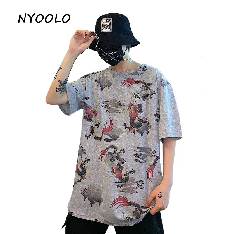 

NYOOLO Harajuku Style Cloud print tee shirt Casual streetwear Loose Short Sleeve O neck COTTON T-Shirt women men clothing tops