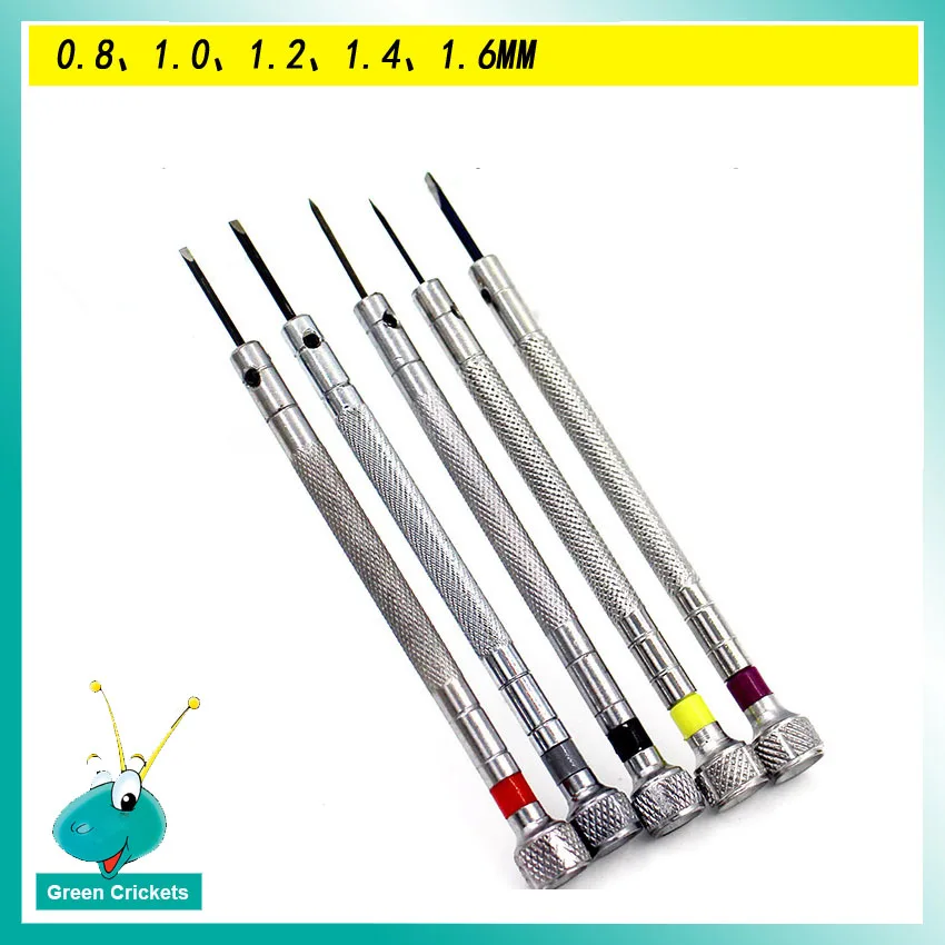 5 개/0.8/1.0/1.2/1.4mm 5 개/몫 시계 및 안경 수리 도구 지방 블레이드 시계 스크루 드라이버 키트 도구 + 예비 헤드