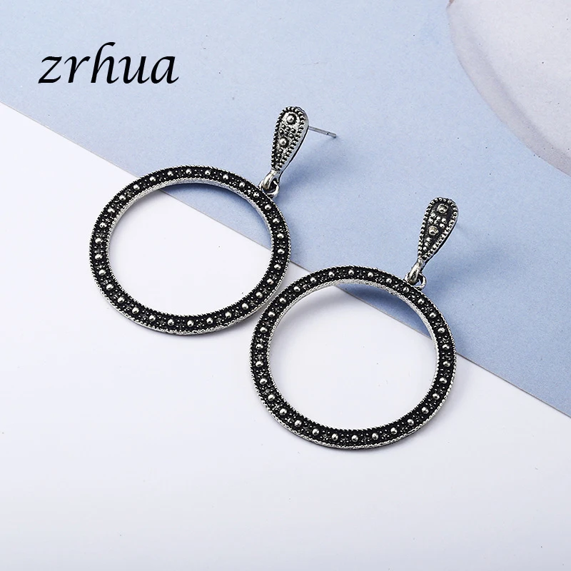 ZRHUA 2018 Новое поступление модные панк преувеличенные винтажные Стразы круглые
