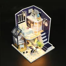 Рекламная акция! Новые M041 кукольный домик семей Дом DIY Кукольный дом ручной работы сборный домик Модель с блестящими звездами; подарки для детей
