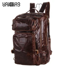 Модный брендовый мужской кожаный рюкзак, супер качество, мужской кожаный рюкзак для путешествий, сумка, многофункциональный мужской кожаный рюкзак