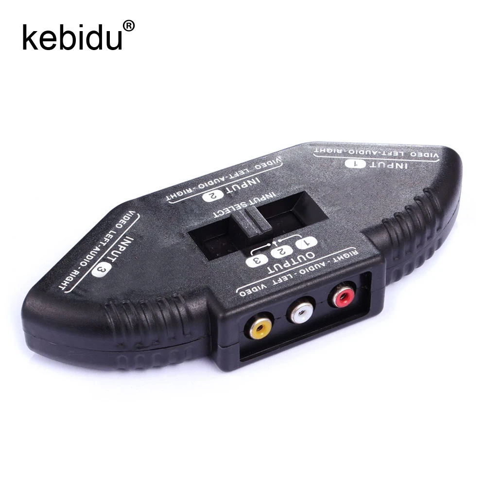 Переключатель для видео и игр Kebidu 3 порта кабель AV сигнала RCA Сплиттер аудио