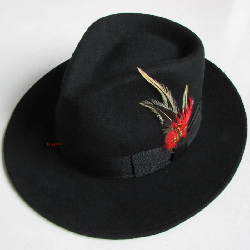 Бренд LIHUA, шерсть, устойчивая к пятнам, крученая шляпа для платья, шляпа для Федора, мужская, как мягкая шляпа-котелок для рождества, Женская джазовая шляпа