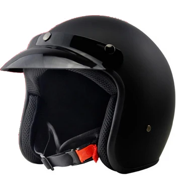 

New style motorbike helmet Matte Black retro motorcycle helmet DOT SG standard open face moto helmet 3/4 casque moto jet