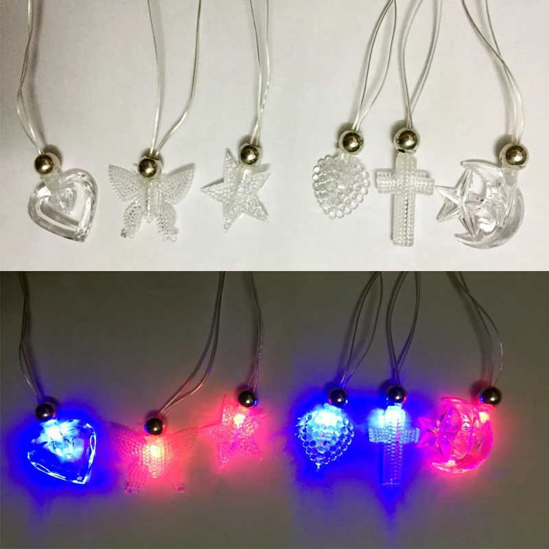 12pcs Led flashing necklace toy various pendant light up necklace party