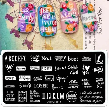 

YICAIS(12.5cm) Rectangle Cartoon penguin butterfly Nail Stamping Plates Lace Flower Geometry DIY Stamping For Nail Art