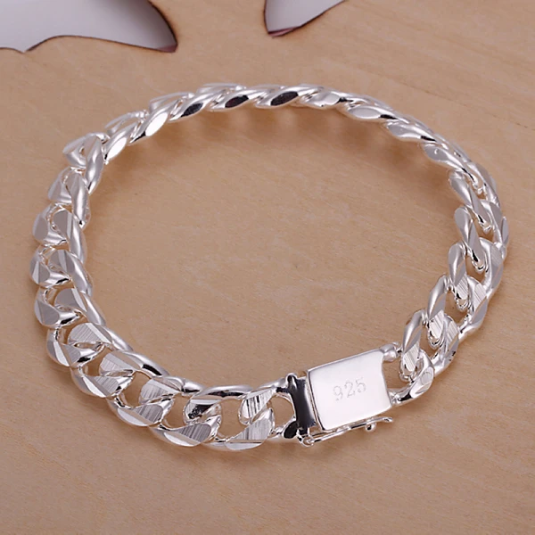 Us 5 82 Whole 925 Sterling Silver Bracelet Fashion Jewelry Charm 10mm Chain For Women Men Sb032 In Link Us 5 82 Whole 925 Sterling Silver Bracelet Fashion Jewelry Charm 10mm Chain For Women Men Sb032 In Link