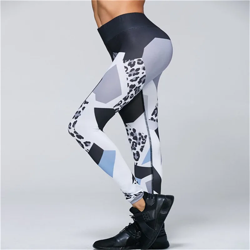 

CKAHSBI Women Patchwork Training Gym Legging Breathable High Waist Yoga Pants Running Fitness Leggings Elastic Sport Legging