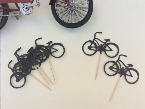 Decorations De Cupcake D Anniversaire Pour Garcons A Velo Sport Cure Dents Pour Enterrement De Vie De Jeune Fille Mariage Fete Prenatale Aliexpress