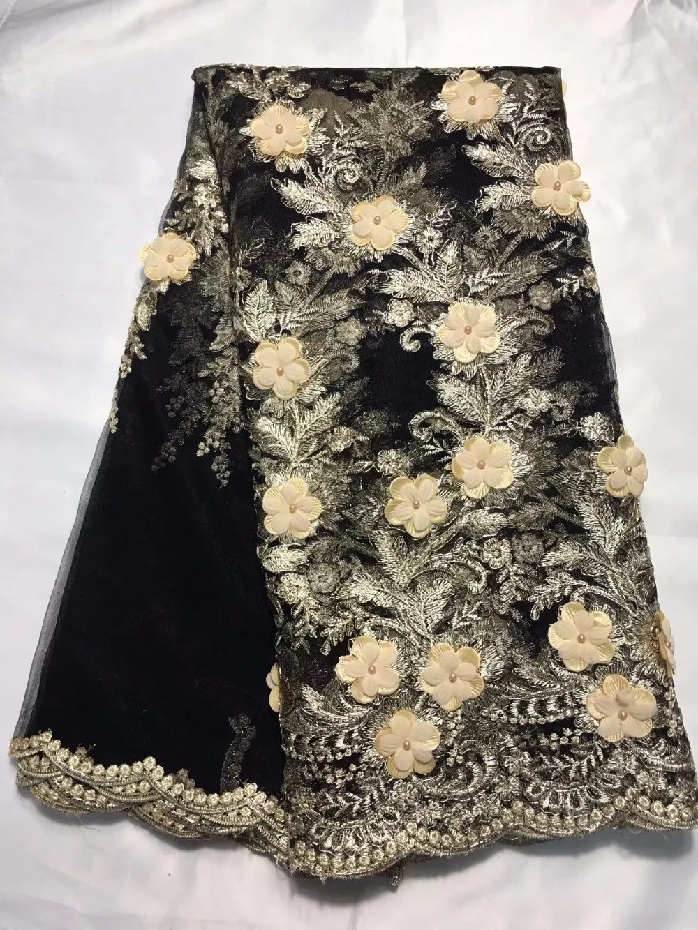 

Beaded African Fabric 2018 African French Lace Fabric High Quality With Stones Nigerian Embroidery Tulle Laces