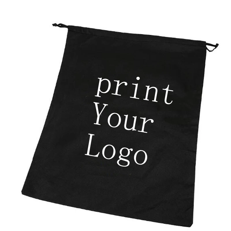 300 шт., Пользовательский логотип шнурок плоские мешки с веревкой напечатать ваш логотип на сумки хозяйственные сумки Сделайте свой логотип