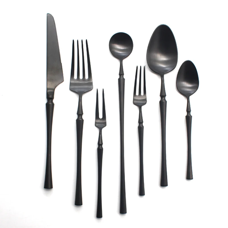 

2017 Black Cutlery Set 304 Stainless Steel Butter Knife Dessert Fork Western Dinnerware Tableware Set Kitchen Accessories