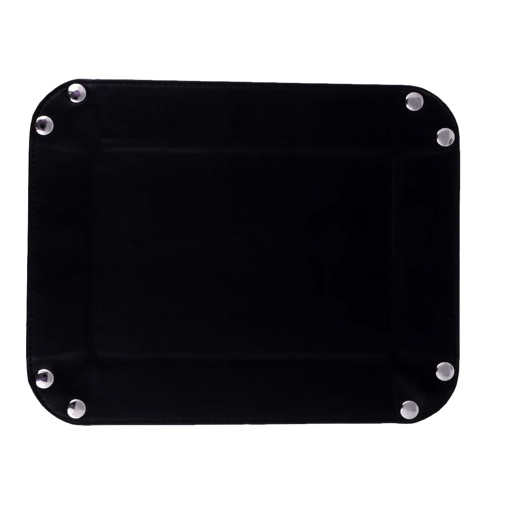 MagiDeal 2Pcs PU Leather Foldable Dices Rolling Tray Square 215x155x45mm for Watch Jewelry Storage Case Home Decor