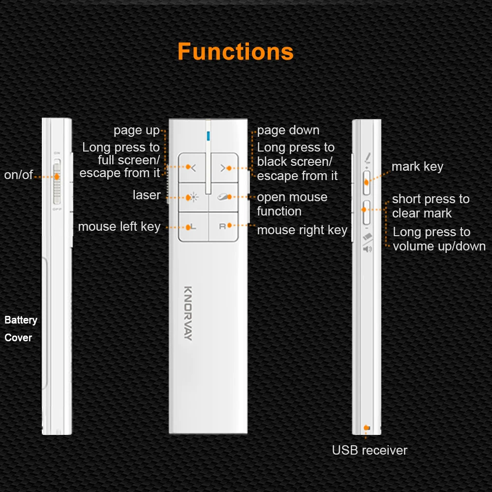 Knorvay N89 2.4 GHz تحكم عن بُعد لاسلكي مقدم مع الأخضر الليزر PPT اللاسلكية عن بعد التحكم الفرس Knorvay N89 2.4 GHz تحكم عن بُعد لاسلكي مقدم مع الأخضر الليزر PPT اللاسلكية عن بعد التحكم الفرس