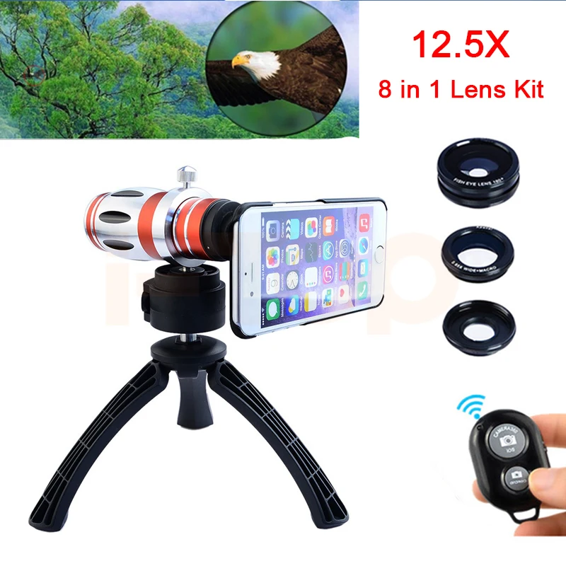 

2017 12.5X Telephoto Zoom Telescope Lens Phone Lenses Kit For iPhone 6 6s 7 Plus 5 5s se 4 4s Macro Wide Angle Fisheye lentes