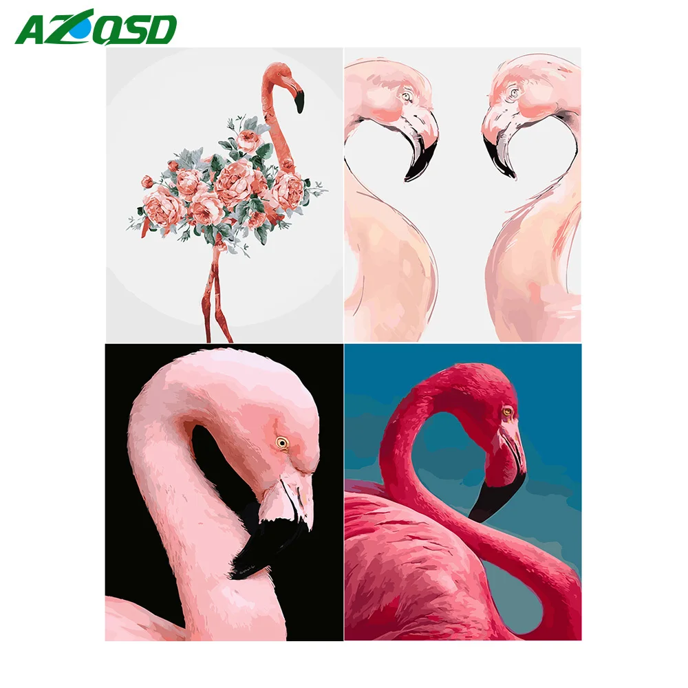 

AZQSD Animal Oil Paint by Numbers Canvas Painting Bird Flamingo Coloring by Numbers Posters and Prints Unfinished DIY Hobby