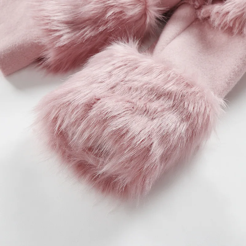 Pink WOmen's Faux Fur Coat 2018 Runway Fake Fur patchwork Wool Coat Short Winter Jacket Women outwear manteau fourrure femme Pink WOmen's Faux Fur Coat 2018 Runway Fake Fur patchwork Wool Coat Short Winter Jacket Women outwear manteau fourrure femme