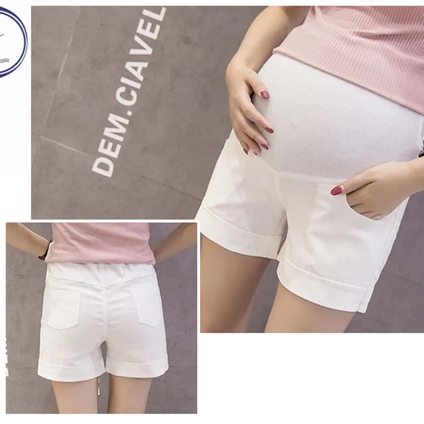 Модная летняя одежда для будущих мам шорты Эластичная талия хлопок белье Одежда для беременных женщин беременность короткие брюки