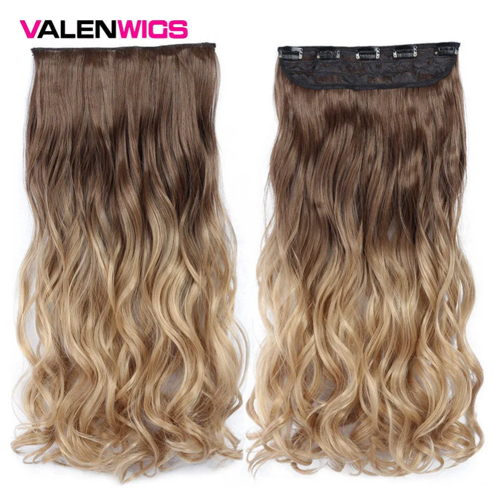 Valen Wigs Synthetic Hair Pieces Clip In One Piece Clip False Omber Hair Body Wavy Style 22\ Valen Wigs Synthetic Hair Pieces Clip In One Piece Clip False Omber Hair Body Wavy Style 22\