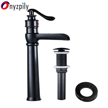 

Oil Rubbed Bronze Bathroom Basin Faucet Brass Sink Mixer Tap Mounting Ring Drain