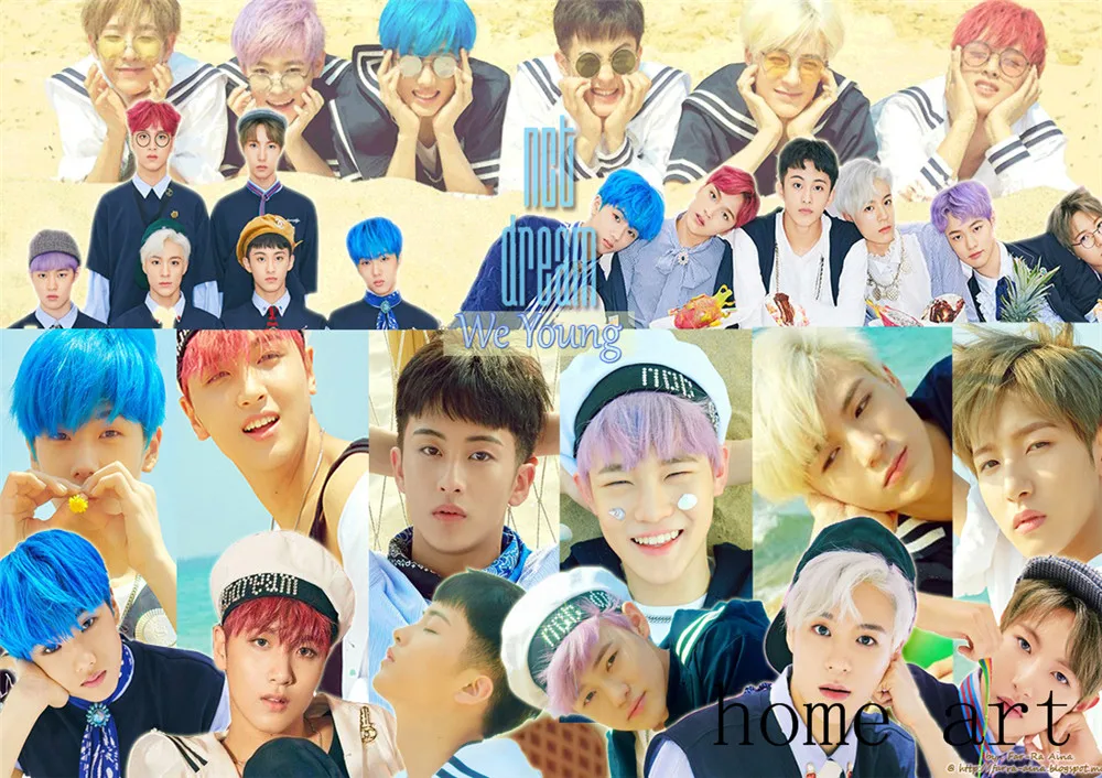 NCT корейский постер музыкальной группы ясное изображение наклейки на стену украшение дома хорошее качество принты белая бумага с покрытием для домашнего искусства бренд - Цвет: Тёмно-синий