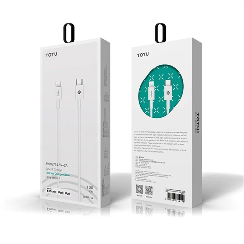 TOTU MFI сертификат Usb C кабель для iPhone 8 18 Вт PD Быстрая зарядка данных зарядное устройство Шнур для usb type C к Lightning кабели для iPad