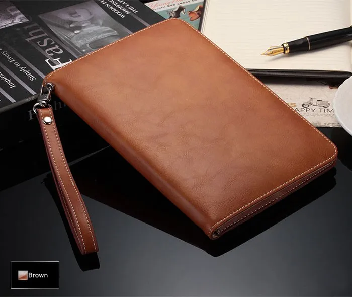 Top Grade Retro Business Striped Leather Case for iPad Ultrathin Handheld Stand Card Smart Cover for Apple iPad  (21)