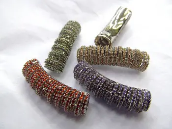 

high quality 12pcs 10x30mm Vintage Rhinestone Brass Cubic Zirconia Connector ,Bar Tube rainbow Bracelet finding
