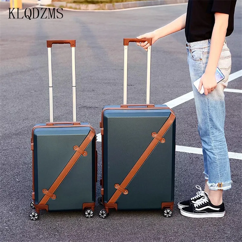 KLQDZMS ABS+ PC 20/24Inch Women Travel Luggage Trolley suitcase Boarding Case Girls Rolling On Wheels | Багаж и сумки