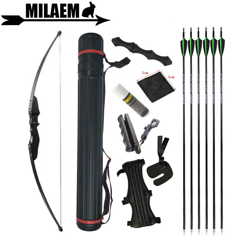 

30/40lbs Archery Recurve Bow Set Carbon Arrow Arrow Quiver Arrow Rest Finger/Arm Guard Outdoor Shooting Training Accessories