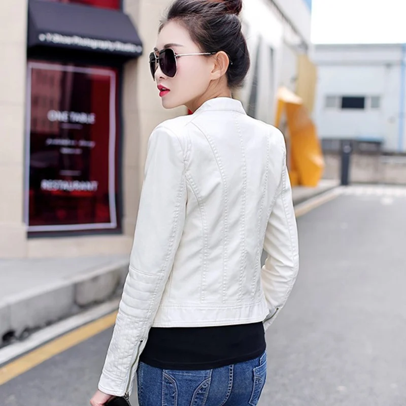 Plus size 5XL Women Solid Faux Leather PU Short Jackets 2019 Fall Winter Motorcycle Female Biker Outwear Windproof Ladies Coat