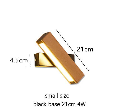 Современный скандинавский светодиодный настенный светильник из цельного дерева, вращающийся настенный светильник для спальни, кабинета, зеркала на переднее крыльцо, коридора, балкона, кровати, настенный светильник из кованого железа - Цвет абажура: black 21cm