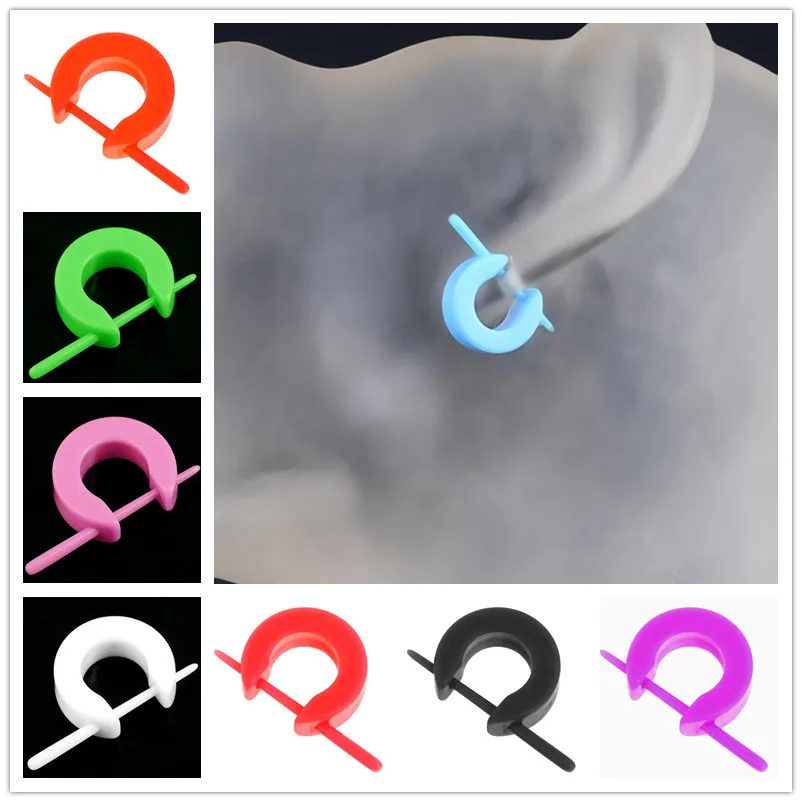 

20 Pcs/Pack Fashion Design Semi-circle Ear Tunnel Acrylic Fake Cheater Ear Plug Stretcher Punk Body Piercing Jewelry Wholesale
