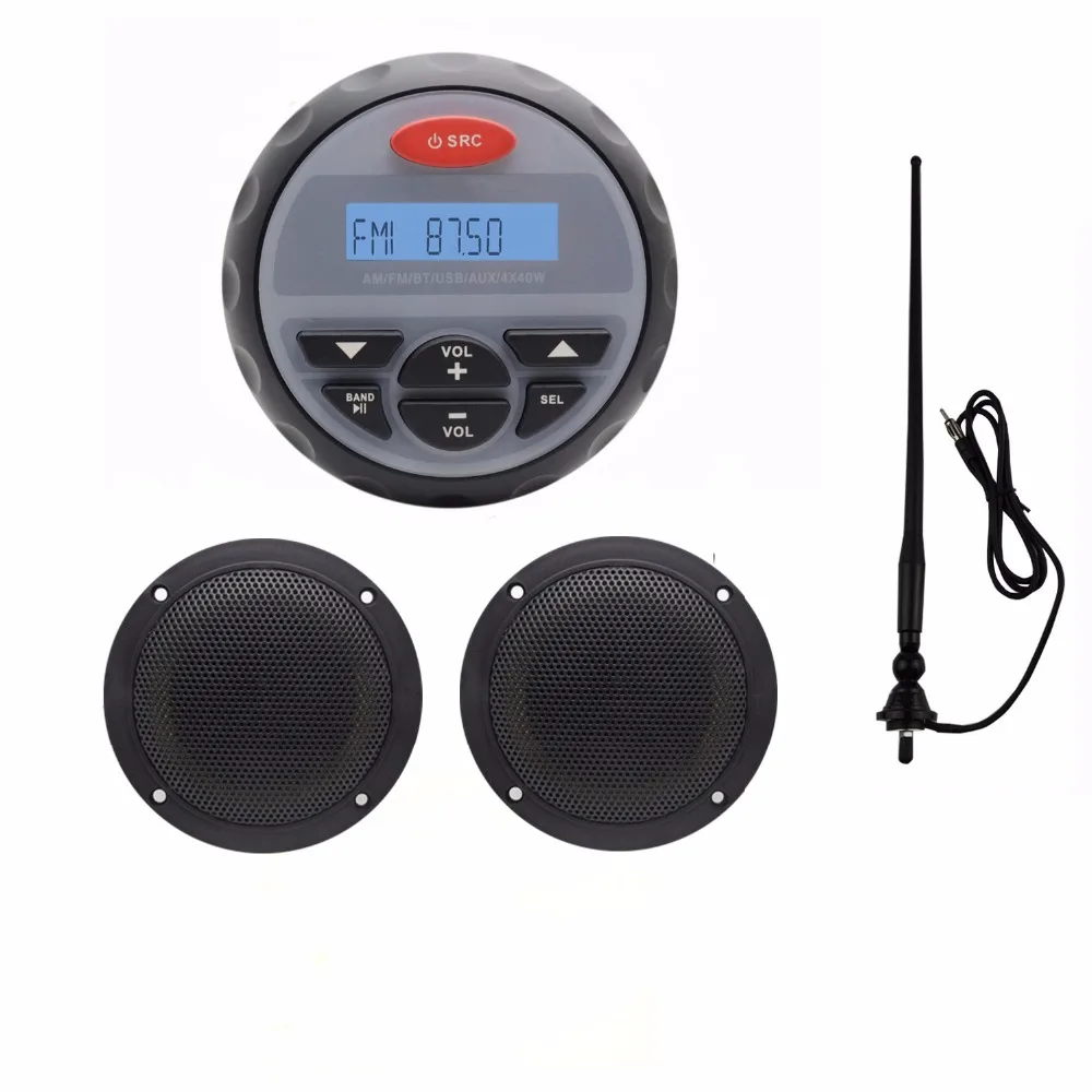 Marine Audio Car Bluetooth Stereo Boat Radio for Motorcycle UTV ATV RZR