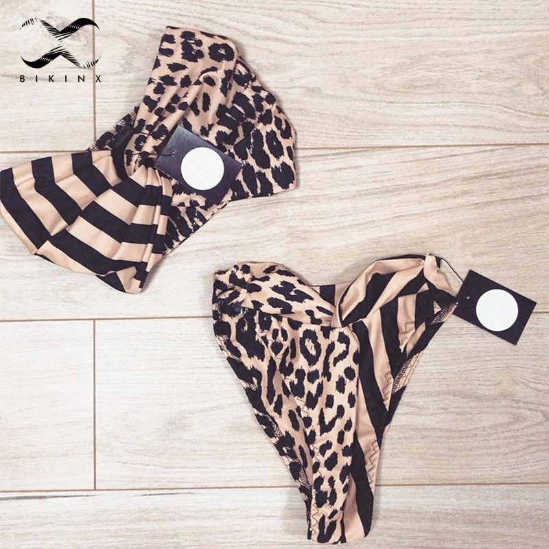 

Bikinx Front knot bikini set High cut swimsuit female Sexy push up bathing suit Bandeau top swimwear women 2019 new beach wear