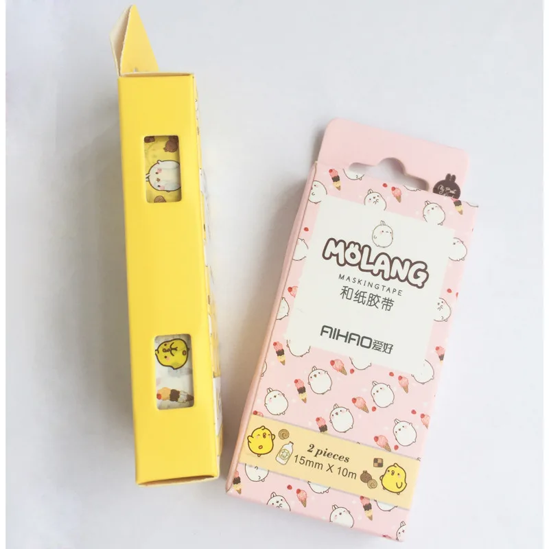 2 шт./упак. Kawaii Molang кролик декоративная клейкая лента Washi DIY Скрапбукинг Стикеры