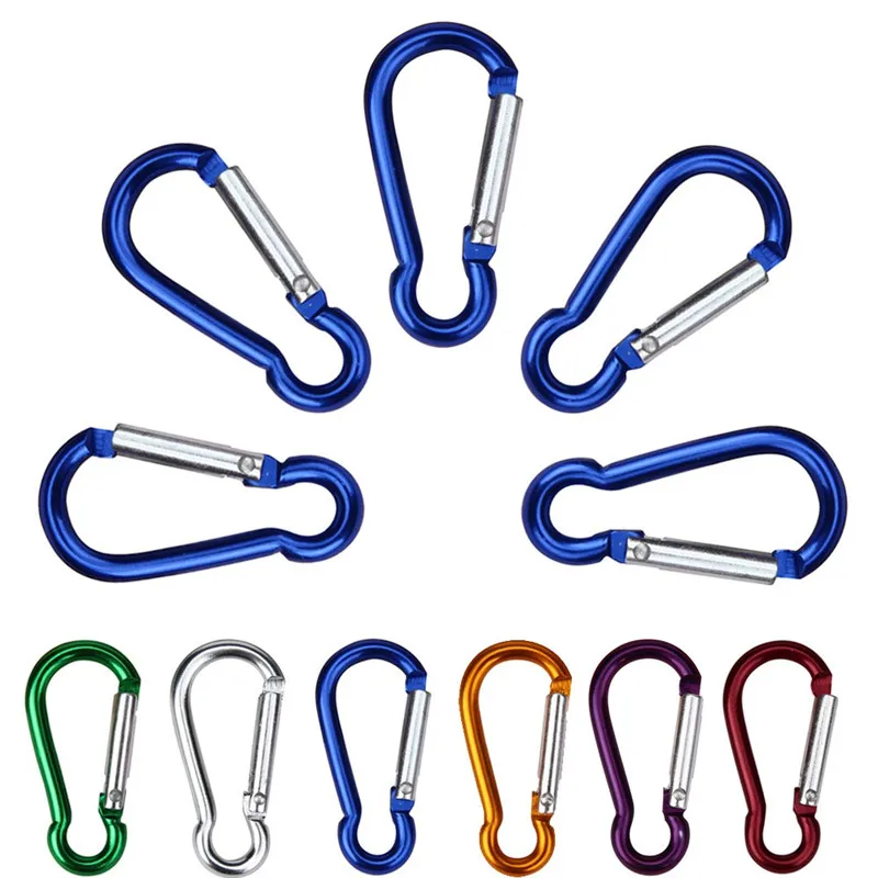 

snowshine3 YLW 5pcs Black Aluminum Alloy D Carabiner Spring Snap Clip Hooks Keychain Climbing free shipping #cydj#