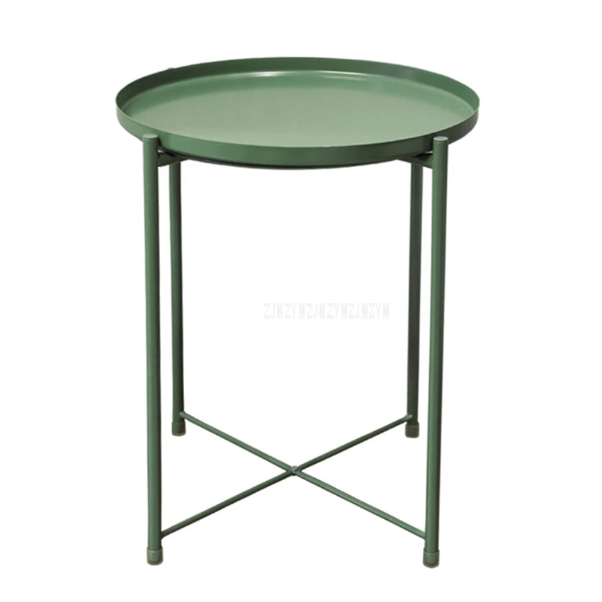Nordic Style Modern Metal Round Tray Small Tea Table Coffee Table Sofa Side Living Room Carbon Steel Simple Elegant Furniture