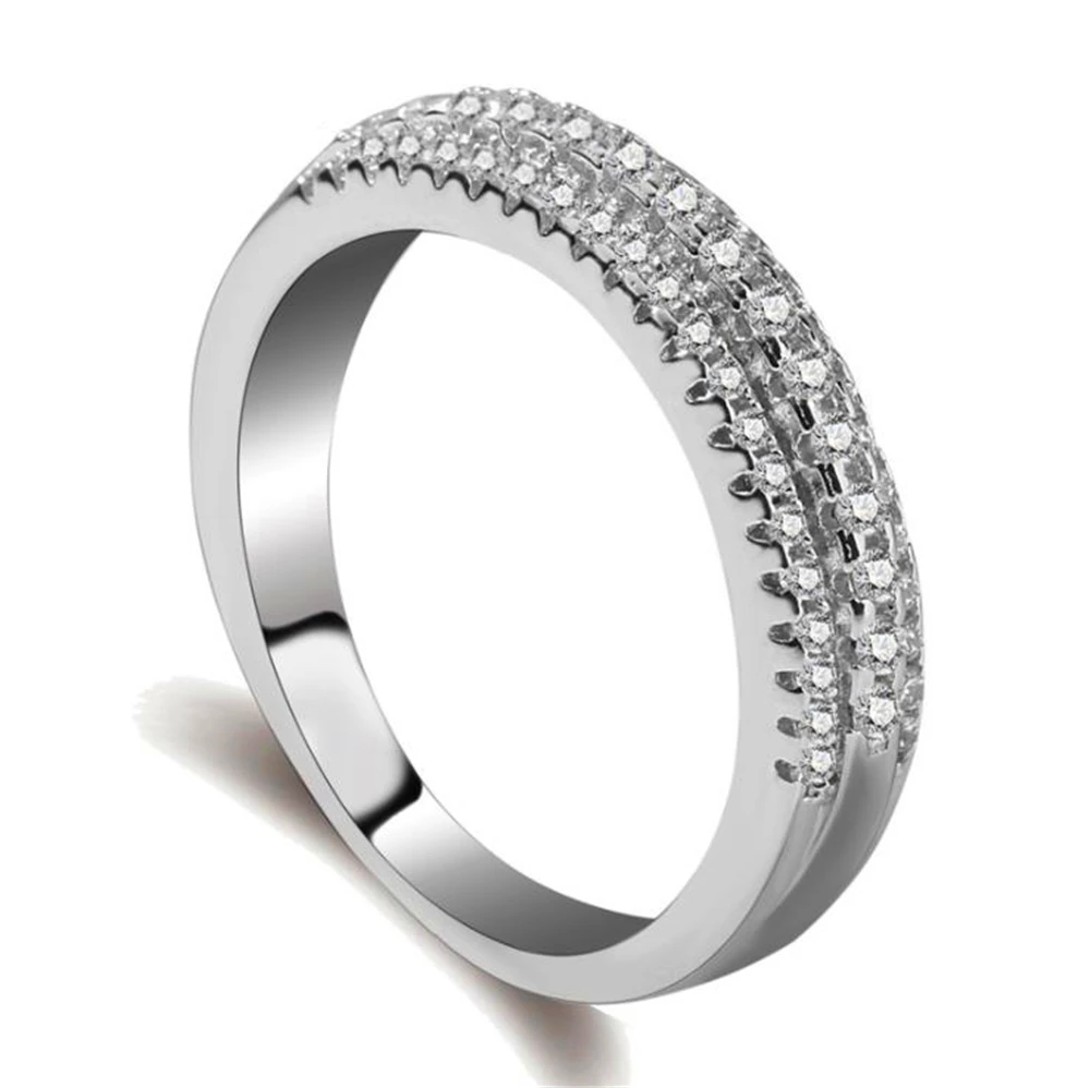 

Loredana, a stylish luxury bridal ring with a sparkling zircon engagement ring and three rows of individual zircon rings